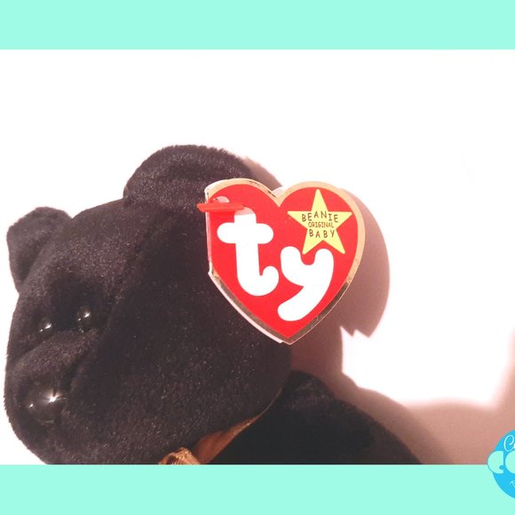 Rare vintage TY Beanie baby 1999 The End black bear #04265 PE Pellets great gift - Picture 2 of 10